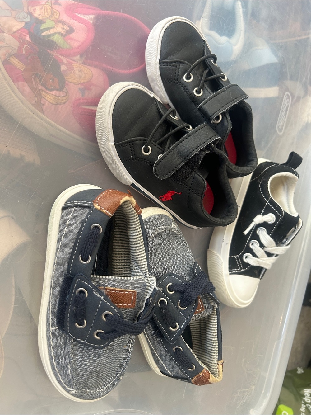 Ralph Lauren Black Sneakers with Red Pony Accent